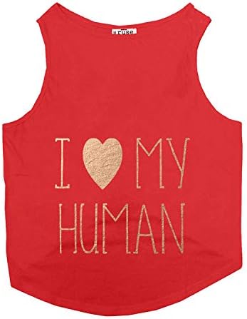 Русе- лето маица за кучиња Јас го сакам моето издание на човечко фолија, печатено миленичиња, резервоар за елек без ракави без ракави,