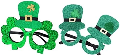 Абоофан 2 парчиња Св. Патрикс ден очила за очила зелена среќа ирски шамар лепечан пластични сјајни очила рамка фото штанд реквизити