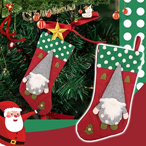 10.2*15.3 Инчни Три Бои Бела Точка Декорација Голем Безличен Старец Божиќни Чорапи Венец Снежни