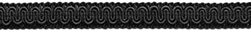 Пакет со вредност од 12 двор / 5/8 инчи црна декоративна плетенка на Gimp / Основен трим / стил 0058SG Боја: Оникс - K9 / 36 ft / 11