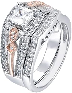 2023 Исклучителен квадратен циркон прстен поставен за жени прстен за ангажман прстени за двојка за двојка