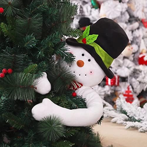 ЏХ Лекал Божиќна Елка Топер Снешко Гушкање Со Црна Капа Божиќни Дрвја Украси За Зимска Декорација На Земјата На Чудата Божиќни Забави, Бела,