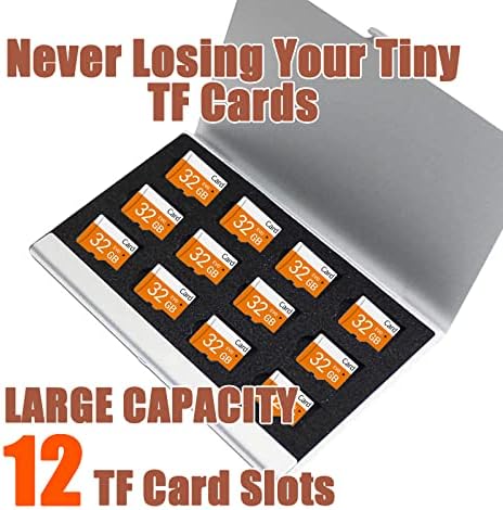 12 слотови Микро SD држач за картички, TF Card Case, Ултратин мини алуминиум водоотпорна мемориска картичка за носење на мемориски картички,