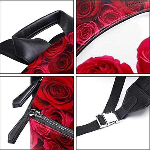 Tbouobt кожен ранец за патувања со лесен лаптоп лесен ранец за жени мажи, црвена роза во форма на срцево во форма на в Valentубените