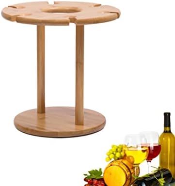 Зеродко дрво вино држач: држач за стакло за вино во европски стил, десктоп, држач за подножје на подножје за сушење на кујнски бар за дома