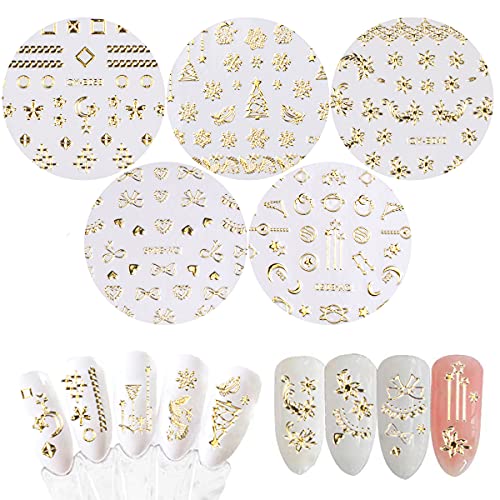 Улидо 20 листови налепници за уметност за нокти, дизајн на нокти 700+ злато луксузно само-лепетење на ноктите, декорација на DIY за акрилни