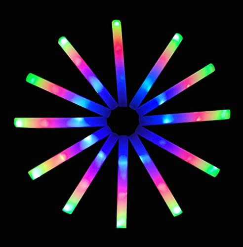 Стапчиња За Сјај во боја-12 Парчиња Осветлуваат Стапчиња Од Пена со 3 Режими Шарени Трепкачки Ефект, Лед Светлата Светат Во Темнината