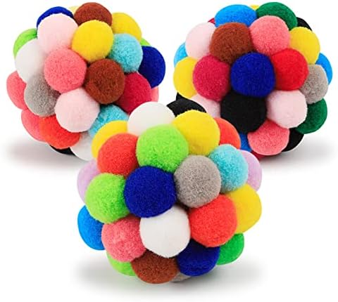 Дојди топка за играчки на bellвонче - шарени кадифен топки вградени bellвончиња за мачки, интерактивно бркање играчки за џвакање