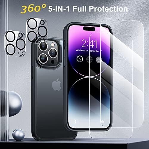 Humixx 【5-во-1 дизајниран за iPhone 14 Pro Max Case & Phone Mount за автомобил 【Супер вшмукување воен степен】