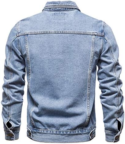 Машка тексас јакна Обични фармерки јакна мажи улица хип хоп палто цврста боја тенок бомбардер јакна
