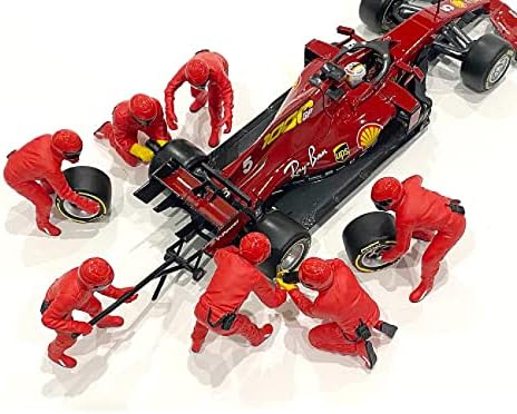 Формула 1 Ф1 пит екипаж 7 фигурински сет Тим ​​Црвено издание II за модели од 1/43 скала од американска диорама 38385