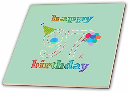 3дроза Среќен 97-ти Роденден, Кекс Со Свеќа, Балони, Капа, Шарени-Плочки