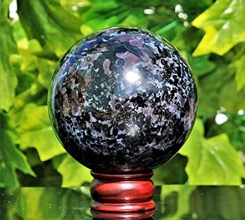 Полиран природен виолетова индиго габро кристал чакри, лековити метафизички камена сфера голема медитација фенг шуи аура затворен