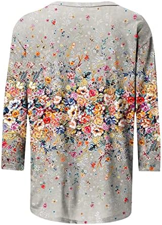 Дами на блуза 2023 3/4 ракав чамец врат памук цветни графички среќни подароци салон за велигденска блуза кошула за тинејџерки девојки