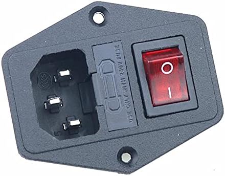 DJDLFA 10A осигурувач! Црвено жолто зелено црно црно рокерски прекинувач фузиран C14 IEC320 Влезен приклучок за напојување на осигурувач