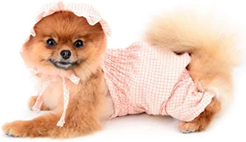 Smalllee_lucky_store миленичиња облека девојки кутре карирани памучни пижами pjs за мали средни кучиња мачки со капа слатки женски
