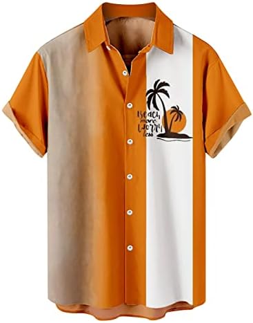 Копчиња за хавајски копче Wocachi Down Down кошули за мажи со краток ракав лето ахола кошули плажа печати за секојдневна забава за дизајнер
