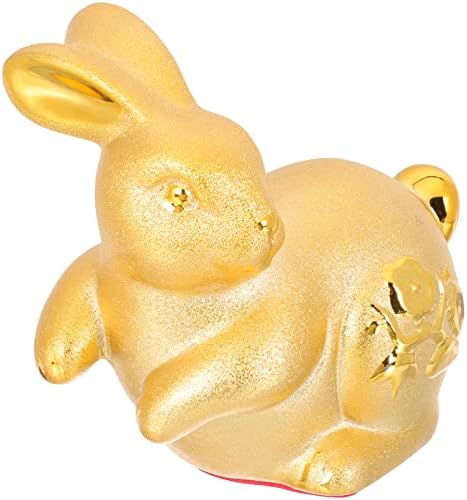Vosarea Gold Rabbit Figurine 2023 Кинески зодијак зајак статуа Фенг Шуи зајак скулптура цртан филм зајак украс за нова година