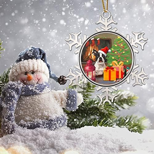 Божиќен украс за деца Божиќни дрвја и Божиќни огнини украси куче со украси на санта шапка Божиќни украси Белгиски овчарски снегулки Божиќни