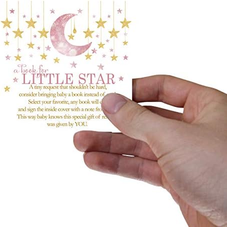 Хартија Умен Партија Трепери Малку Ѕвезда Бебе Туш Книга Барање Картички Покана Инсерти Девојки-Розова И Златна Месечина