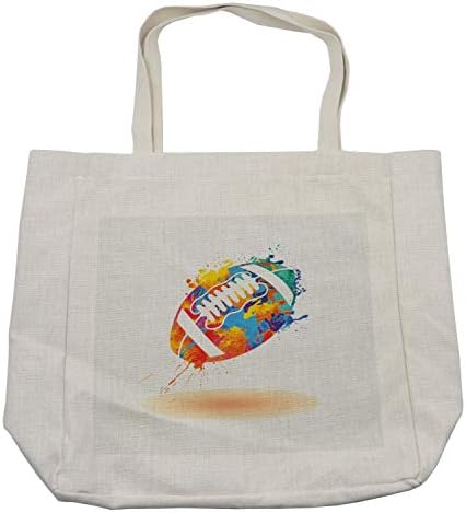 Торба за купување на спортски спортови Амбесон, рагби топка со ефекти на четка за виножито исполнето со бои спортски знак за слободно