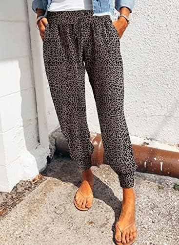 Evaless женски леопард влечејќи ги еластичните панталони за спортски салон со џебови со џебови