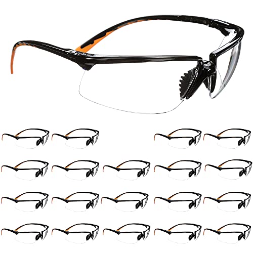 Безбедносни очила од 3 метри, привико, 20 пакувања, ANSI Z87, анти-магла килибарни леќи, црна рамка, европски стил