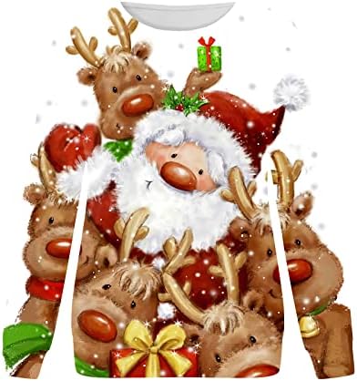 Обични џемпери на Hoksml за жени од снегулка со снегулки со долги ракави, аспиратор за Божиќни аспиратори, лесни врвни врвни тела
