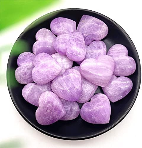 Shitou2231 1pcs Природни Кунзит кристално срце во форма на срцеви камења за лекување на скапоцени камења Кристални срца домашни