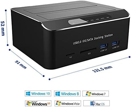 SAWQF DUAL Bay USB 3.0 ДО SATA IDE Надворешен Хард Диск Докинг Станица со 2-Порта Центар Читач На Картички 2.5/3.5 Инчен SATA/IDE HDD
