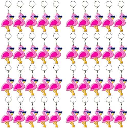 Ecrainbow 40 Пакет Розова Фламинго Клучеви Пакет Партија Корист За Љубителите На Фламинго, Хавајски Тропски Луау Летна Плажа Партија, Бебе Туш,