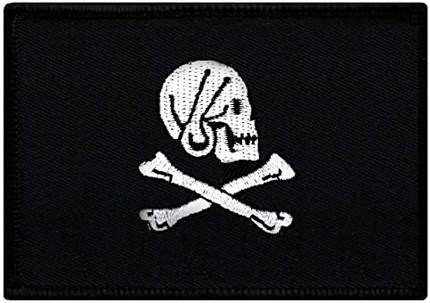 Lighоли Роџер Блекберд знаме везена лепенка црна бела пиратска череп железо