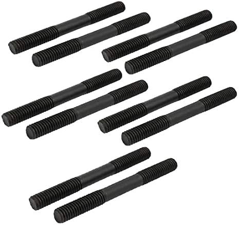 X-Ree 1/2 '' Thread 5 '' Должина на јаглерод челик со двојна ета постепена црна црна 10 парчиња (1/2 '' 'Rosca 5' 'Londitud Acero