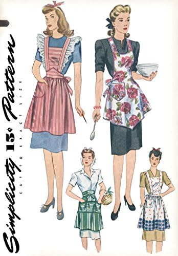 Едноставност 1221 1940-ти Гроздобер мода за мода за престилка, комплет за шиење, големини S-L