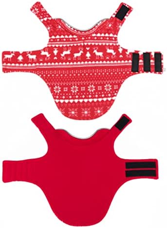 Могоко Божиќ реверзибилен џемпер за кучиња Безбедност рефлексивна мачка ладна временска палта ПЕТ јакна со прицврстувач/дупка за