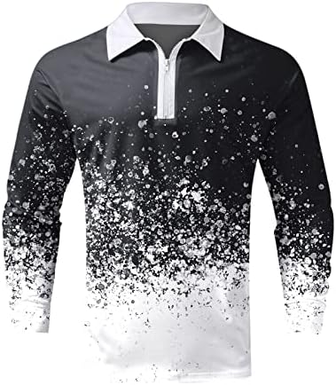 ZDDO 2022 Нови кошули за машка поло, долги ракави 1/4 поштенски до врвови за голф на вратот, шарени крпеници за улична облека, обична дизајнерска