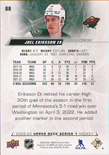 2022-23 Горна палуба 88 elоел Ериксон ЕК Минесота Дива серија 1 НХЛ Трговска картичка за хокеј