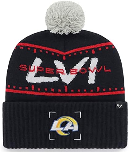 '47 Машка NFL Super Bowl LVI врзана за погледот со манжетирана пом плетена капа