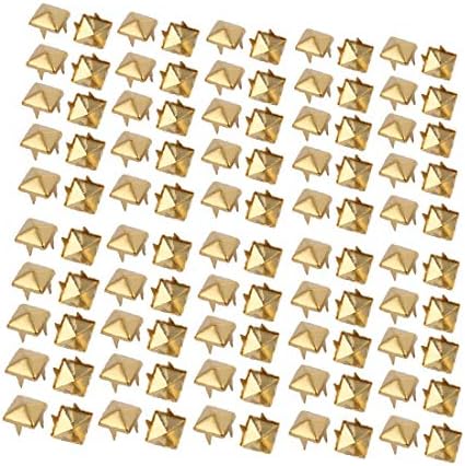 X-Dree 100pcs 7 mm квадратни облик на хартија Бред златен тон за белешка за занаетчиски занает (100 unids 7 mm en forma de papel brad gold tone