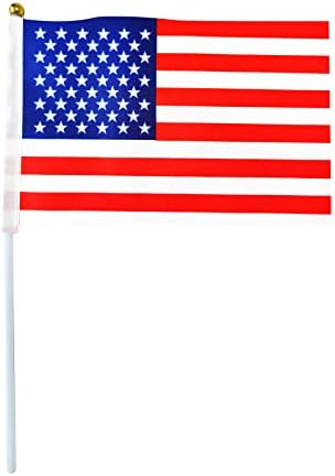 12 Мали Американски Знамиња на Стапови 4х6 инчи Мини Знамиња Мали Американски Знамиња Рачни Знамиња Знамиња За Одмор Знамиња
