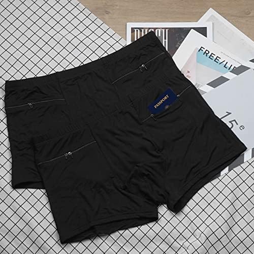 Luexbox 4 пакува џеб долна облека за мажи со таен скриен џеб, краток боксер за патувања,
