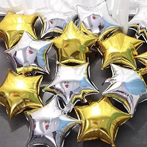 18 Инчен Ѕвезда Балон, Голема Сребрена Ѕвезда Фолија Балон Ѕвезда Декорација 30 Пакет
