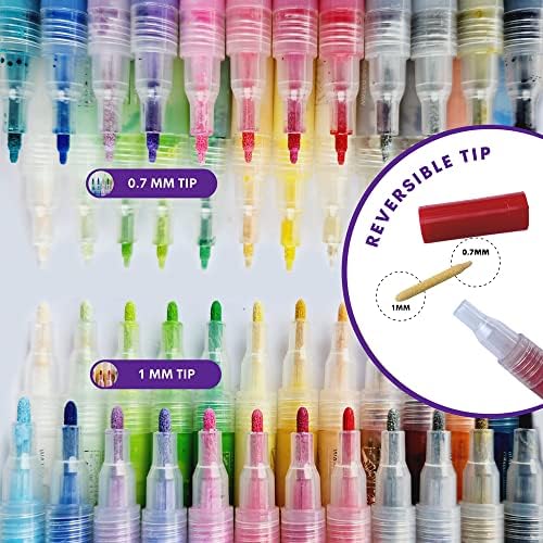 Акрилна боја пенкала маркери за бои - 24 бои Средни фини врвови за боја за метал, карпа, стакло, дрво, керамика, смола, платно, ткаенина,