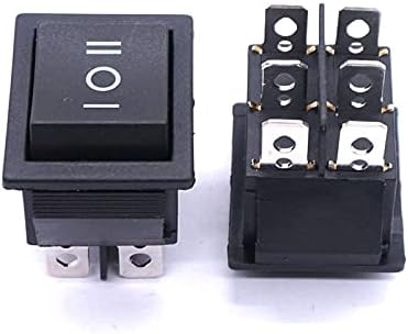 Makee 2PCS Вклучено/Исклучено/Вклучено/Вклучено Intomary Rocker Switch AC 250V/10A 125V/15A Black DPDT 6 Pin 3 Позиција прекинувач
