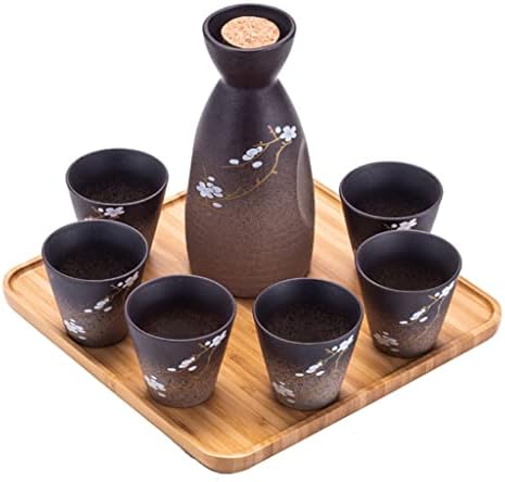 Klhhg керамичко вино сет јапонски цреша цвета сакси сак вино чаша за ракчиња за чаша поставени разекородни пијалоци за пиење домашен