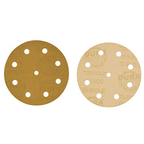 Дура -злато 5 дискови за пескарење злато - 1000 решетки и 5 кука и јамка DA подлога за плоча за подлога, шема од 9 дупки