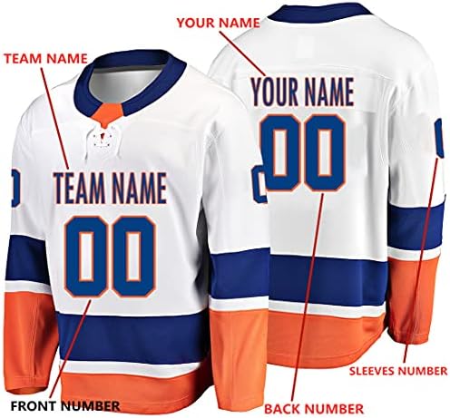 HSX TEES бело прилагодување на хокеј Jerseyерси за мажи жени/деца извезени име на тимот и броеви