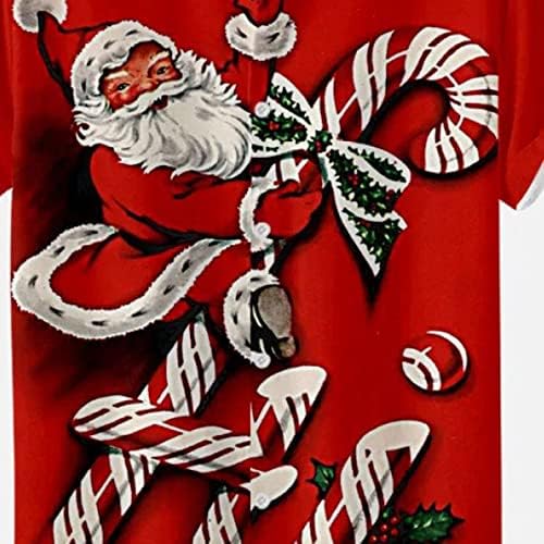 Кошули за кратки ракави на Xzhdd за мажи, смешно Божиќно копче Дедо Мраз, пад на домашната забава, лежерна кошула