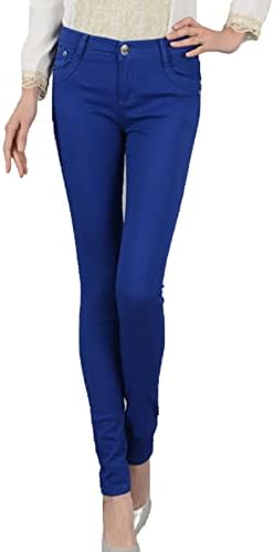 Женски задникот за лифт фармерки со панталони за моливи супер удобни панталони со тексас џебови слаби високи половини обични панталони