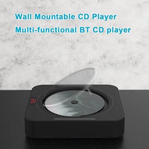 WYFDP Преносен ЦД плеер CD Wallид за монтирање ЦД музички плеер Bluetooth далечински управувач FM Radio HIFI звучник со USB 3,5 mm LED
